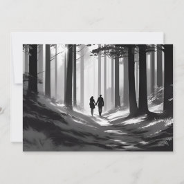 Anúncio Casal Silhueta Romântica Passeio pela Floresta