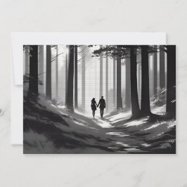 Anúncio Casal Silhueta Romântica Passeio pela Floresta