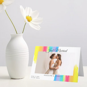 Anúncio Casamento Arco-íris Foto de Recém-Casados Casament