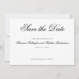 Anúncio Casamento Branco Negro de Script Elegante Salve a 