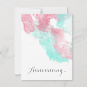 Anúncio Casamento com Blush de Borboleta de Aquarela