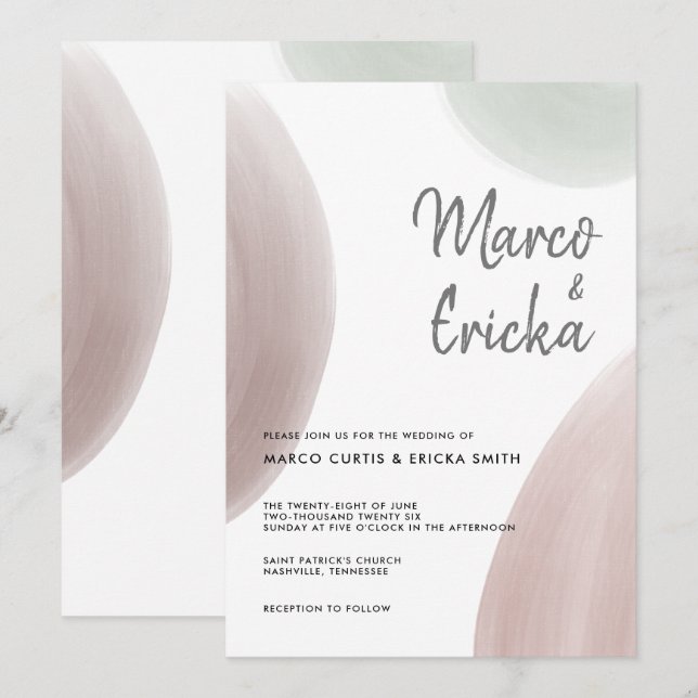 Anúncio Casamento com Caligrafia Minimalista Pastel (Frente/Verso)
