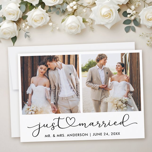 Anúncio Casamento com Fotos do Roteiro 2 da Caligrafia Mod (Customize to add text to back of card.)