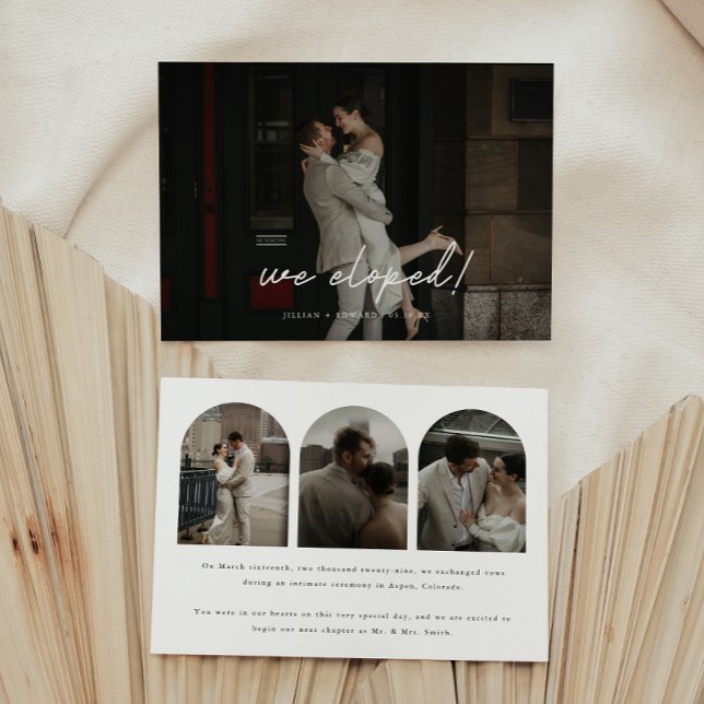 Anúncio Casamento de 4 Fotos do Script Moderno 'Nós Eloped (Criador carregado)