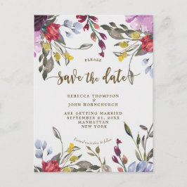 Anúncio casamento de boho wildflower salve o cartão postal