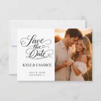 Anúncio Casamento de Caligrafia Chic Elegante Salve a Data