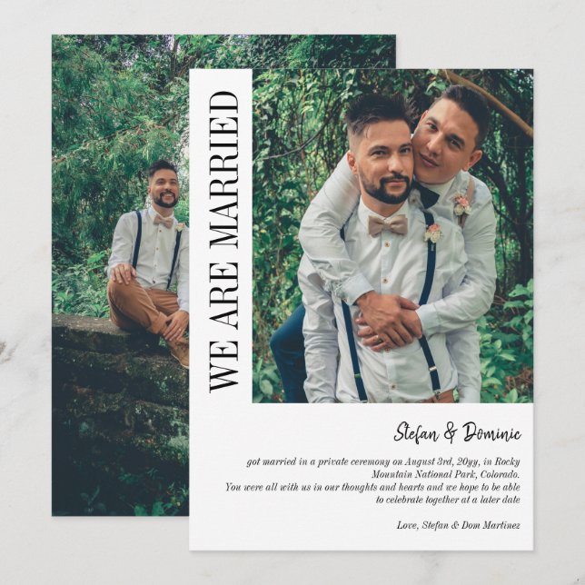 Anúncio Casamento de Cerimônia Privada de Foto Elegante (Frente/Verso)