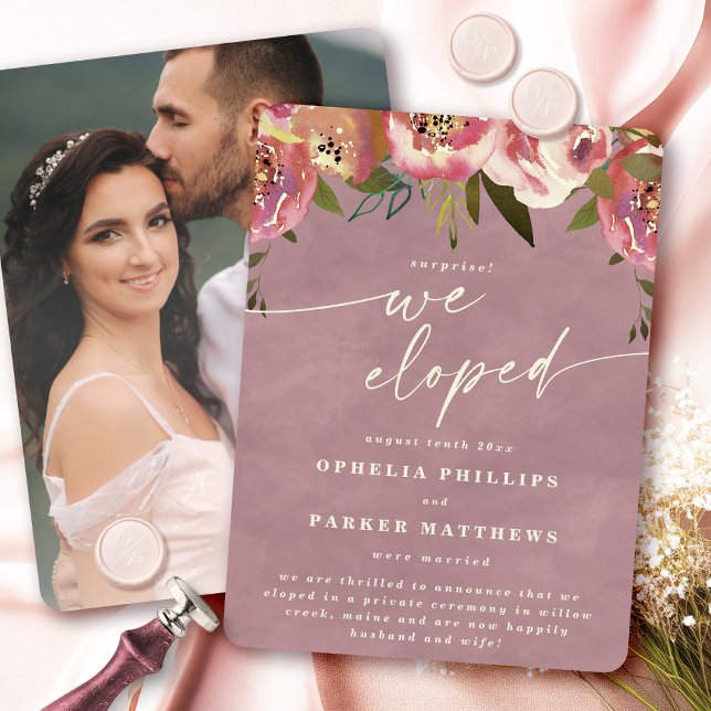 Anúncio Casamento de Elopemento de Surpresa Floral de Ophe (Say "I DO" to Romantic Watercolor Florals and a Cottagecore Vibe with the Ophelia Wedding Suite.)