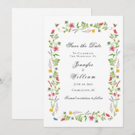 Anúncio Casamento de flor selvagem Aquarela Salvar data