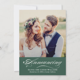 Anúncio Casamento de Foto de Casamento de Script Verde Ele
