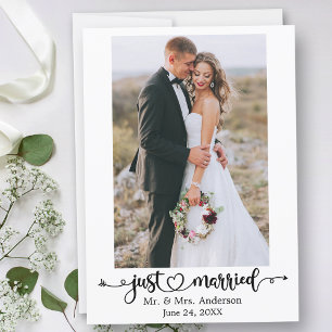 Anúncio Casamento de Foto do Coração de Caligrafia recem c