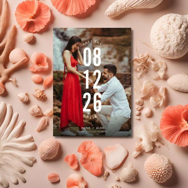 Anúncio Casamento de Foto Único Salvar a Data (Unique Photo Wedding Save the Date)