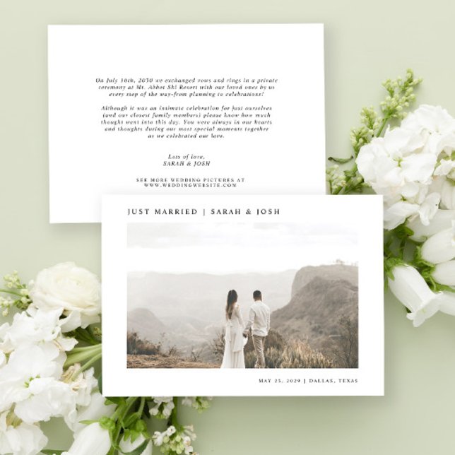 Anúncio Casamento de Fotografias de Recem casados Minimali (Easily personalize this wedding announcement with your favorite photo and personal message)