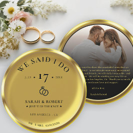 Anúncio Casamento de Fotografias Elegante de Moedas Dourad