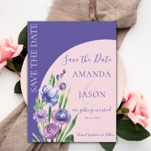 Anúncio Casamento Elegante de Blush Floral Roxo Salve a Da
