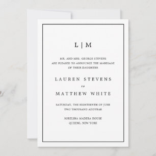 Anúncio Casamento Elegante Lauren Black and White Monogram
