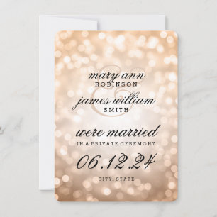 Anúncio Casamento Elegante/Luzes de Cobre Elopement