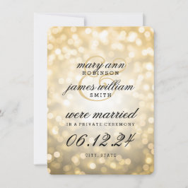 Anúncio Casamento Elegante / Luzes Douradas de Bokeh Elope