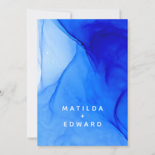 Anúncio casamento elegante moderno azul e branco