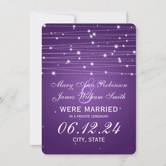 Anúncio Casamento / Elopete Linhas Espumantes Roxo (Frente)