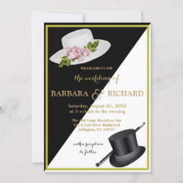 Anúncio Casamento Floral Branco e Preto Elegante