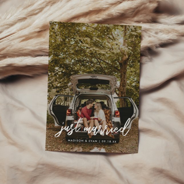 Anúncio Casamento Foto de Roteiro Moderno 'Acabei de Casar (Criador carregado)