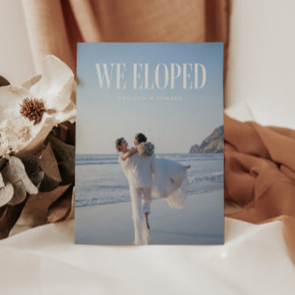 Anúncio Casamento Fuga com Foto "Nós Fugimos" Moderno e Ou