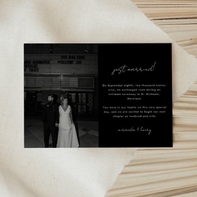 Anúncio Casamento Fuga Minimalista Moderno Preto (Criador carregado)