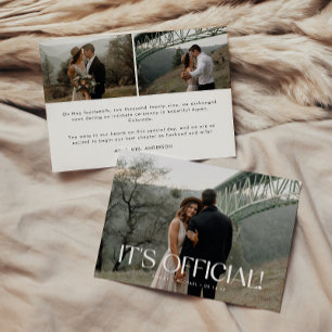 Anúncio Casamento Furtivo Moderno Minimalista de 3 Fotos