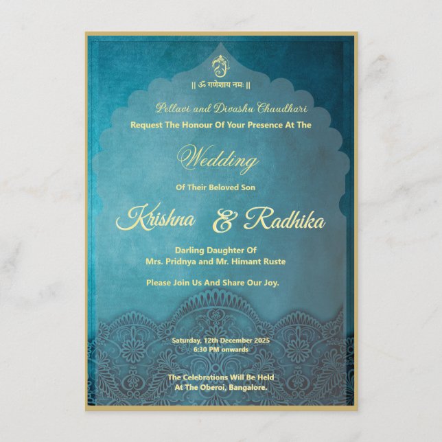 Anúncio Casamento indiano elegante Ganesha (Frente)