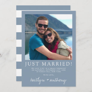 Anúncio Casamento Minimalista Azul Dusty de Script Moderno