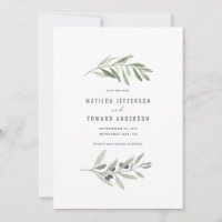 Casamento mínimo moderno de folhagem de oliveira