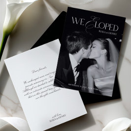 Anúncio Casamento Moderno em Preto e Branco com Fuga Român