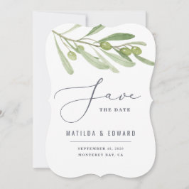 Anúncio Casamento moderno minimalista com folhagem de oliv