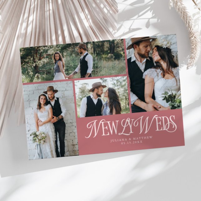 Anúncio Casamento Multifotográfico Rosa Newlyweds (Criador carregado)