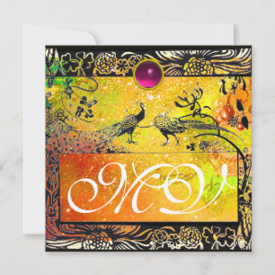 Anúncio CASAMENTO PÁSSAROS DE AMOR MONOGRAMA preto amarelo