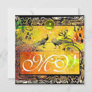 Anúncio CASAMENTO PÁSSAROS DE AMOR MONOGRAMA preto amarelo