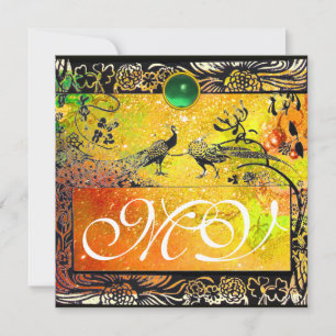 Anúncio CASAMENTO PÁSSAROS DE AMOR MONOGRAMA preto amarelo