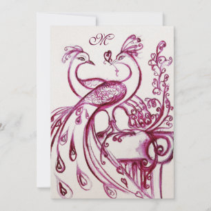 Anúncio CASAMENTO PÁSSAROS DE AMOR MONOGRAMA Vermelho Rosa