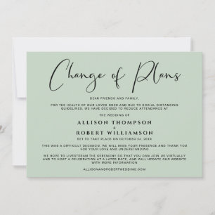 Anúncio Casamento Pequeno Mudança de Planos Verde Sage