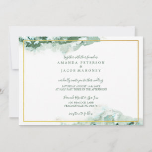 Anúncio Casamento Quadro Dourado com Efeito Ombre de Mármo