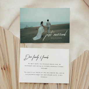 Anúncio Casamento 'Recém-Casados' com Foto Moderna em Scri