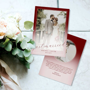 Anúncio Casamento Recém-Casados Foto Moderno Script Vermel