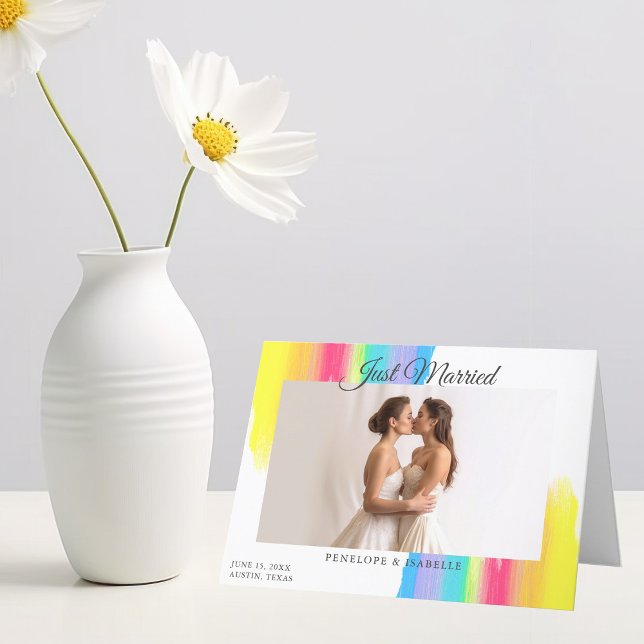 Anúncio Casamento Recente Arco-íris Foto Moderno Recém-cas (Criador carregado)