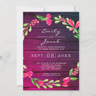 Anúncio Casamento Rústico de Madeira Roxa com Floral Rosa