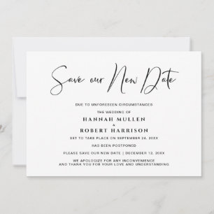 Anúncio Casamento Salve nossa Nova Data Adiando Mínimo