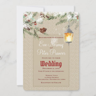 Anúncio Casamento Simples de Inverno com Lanterna e Verdur