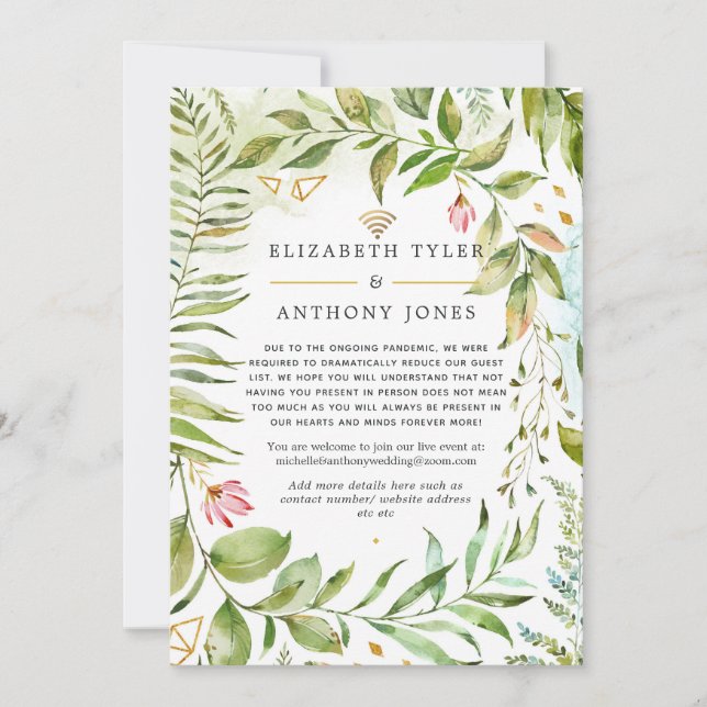 Anúncio Casamento Virtual com Cristais Geométricos e Folha (Frente)