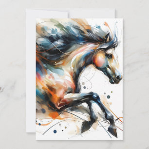 Anúncio Cavalo a Correr em Aquarela Abstrata