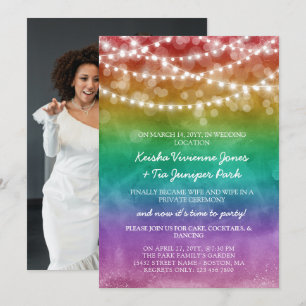 Anúncio Celebração de Elopamento com Luzes de Corda e Arco